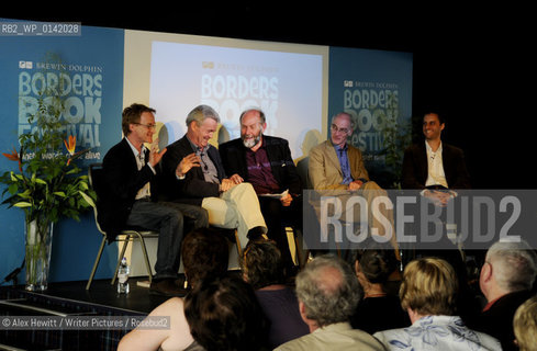 Walter Scott Prize for Historical Fiction at Abbotsford House in the Scottish Borders. .Pictured are some of the shortlisted authors in a discussion about historical fiction during an event at the Book Festival . (l-r) Adam Thorpe, Simon Mawer, Alistair Moffat, Iain Pears and Adam Foulds.The prize was won by Hilary Mantel for her book Wolf Hall and her prize was presented by Sir Tam Dalyell and accepted on her behalf by James Naughtie.The book festival runs from Thursday 17th June to Sunday 20th June.for further info please go to the website at www.bordersbookfestival.org or contact Rebecca Salt on 07970 783 213 or rebecca@stonehillsalt.co.uk..Copyright©Alex Hewitt/Writer Pictures/Rosebud2