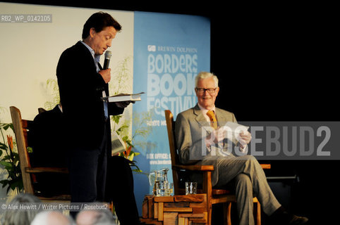 Lord Douglas Hurd with Edward Young at the Borders Book Festival 2010..The festival runs from Thursday 17th June to Sunday 20th June.for further info please go to the website at www.bordersbookfestival.org or contact Nicky Stonehill on 07740 681 560 or nicky@stonehillsalt.co.uk..Copyright©Alex Hewitt/Writer Pictures/Rosebud2