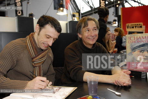 Dennis Deprez and Jean Rouaud at Brusselss Bookfair march2007.Winner Prix Goncourt with Les champs dhonneur..Copyright©Edouard Smekens/Writer Pictures/Rosebud2