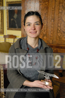 Elen Caldecott, British writer, with her trophy as winner of the first Lennox Author Award at the 2nd annual Lennoxlove Book Festival at Lennoxlove House, Haddington, Scotland, November 20, 2010...Copyright©Sheila Masson/Writer Pictures/Rosebud2