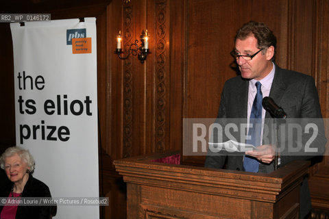 Andrew Motion, Poet Laureate, pictured with Mrs. TS Eliot at the presentation of the TS Eliot Prize for Poetry,  London 120109..copyright©Adrian Lourie/Writer Pictures/Rosebud2