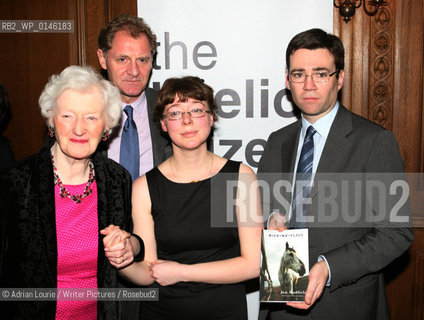 Jen Hadfield, winner of the TS Eliot Prize for Poetry, present in London 120109 pictured with Mrs. TS Eliot, Andrew Motion, Poet Laureate and Andy Burnham, Secretary for Culture..copyright©Adrian Lourie/Writer Pictures/Rosebud2
