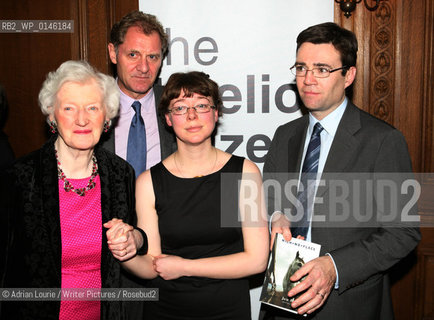 Jen Hadfield, winner of the TS Eliot Prize for Poetry, present in London 120109 pictured with Mrs. TS Eliot, Andrew Motion, Poet Laureate and Andy Burnham, Secretary for Culture..copyright©Adrian Lourie/Writer Pictures/Rosebud2