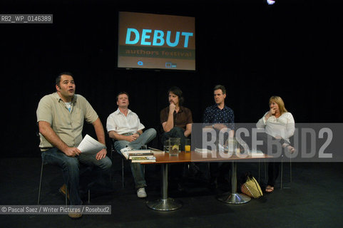 L to R: Chairman Bob McDevitt, authors Christopher Cairns, Glen Neath, John Canter, Jane Harris..The Debut Author festival at the Traverse theatre in Edinburgh...Copyright©Pascal Saez/Writer Pictures/Rosebud2