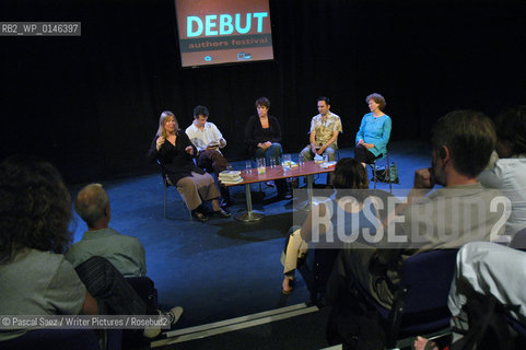 L to R: Chairwoman Catherine Lockerbie, authors Alexander Masters, Clare Allan, Ray Robinson, Alison Miller.                                                                ..The Debut Author festival at the Traverse theatre in Edinburgh...Copyright©Pascal Saez/Writer Pictures/Rosebud2