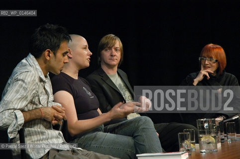 L to R: Authors Gautam Malkani, Nicola Monaghan, Doug Johnstone,chairwoman Jackie McGlone                                                                                            ..The Debut Author festival at the Traverse theatre in Edinburgh...Copyright©Pascal Saez/Writer Pictures/Rosebud2