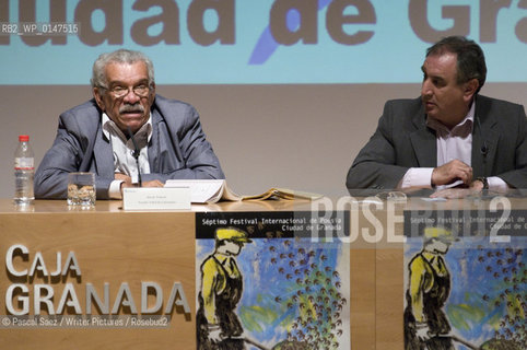 St Lucian poet and playwright Derek Walcott at the 7th FIP (Festival Internacional de Poesia/International Poetry Festival). Walcott received the Nobel prize for literature in 1992... Copyright©Pascal Saez/Writer Pictures/Rosebud2