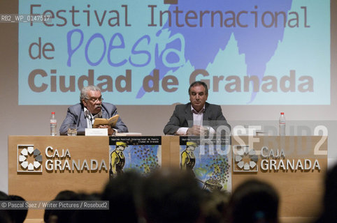 St Lucian poet and playwright Derek Walcott at the 7th FIP (Festival Internacional de Poesia/International Poetry Festival). Walcott received the Nobel prize for literature in 1992... Copyright©Pascal Saez/Writer Pictures/Rosebud2