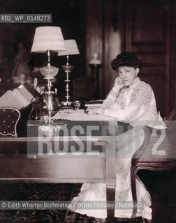 Edith Wharton (January 24, 1862 – August 11, 1937) in a 1905 portrait. American Novelist and Short Story Writer..Copyright©Edith Wharton Restoration/Writer Pictures/Rosebud2