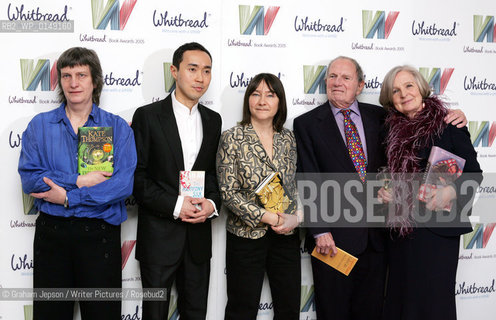 The Category Winners at the Whitbread Book Awards 2006 L-r: Kate Thompson, Tash Aw, Ali Smith, Christopher Logue, Hilary Spurling (winner)..Copyright©Graham Jepson/Writer Pictures/Rosebud2