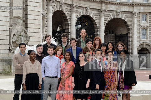 Granta Announces the Best of Young British Novelists 2013. The 2013 list of the 20 most promising authors under 40 was announced at an event at the British Council in London and a photocall at Marble Arch in London..©L-RNed Beauman, Sunjeev Sahota, Naomi Alderman, Benjamin Markovits, Adam Thirlwell, Joanna Kavenna, Xiaolu Guo, David Szalay, Sarah Hall, Steven Hall, Adam Foulds, Tahmima Anam, Nadifa Mohamed, Jenni Fagan, Kamila Shamsie, Ross Raisin, Evie Wyld, Helen Oyeyemi and Taiye Selasi. .Picture byMark Hakansson/Writer Pictures/Rosebud2