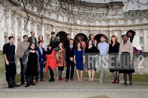 Granta Announces the Best of Young British Novelists 2013. The 2013 list of the 20 most promising authors under 40 was announced at an event at the British Council in London and a photocall at Marble Arch in London..©L-RNed Beauman, Sunjeev Sahota, Naomi Alderman, Benjamin Markovits, Adam Thirlwell, Joanna Kavenna, Xiaolu Guo, David Szalay, Sarah Hall, Steven Hall, Adam Foulds, Tahmima Anam, Nadifa Mohamed, Jenni Fagan, Kamila Shamsie, Ross Raisin, Evie Wyld, Helen Oyeyemi and Taiye Selasi. .Picture byMark Hakansson/Writer Pictures/Rosebud2