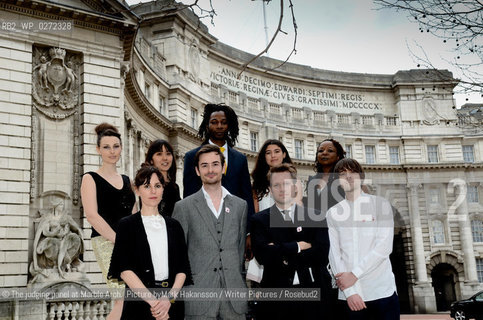 Granta Announces the Best of Young British Novelists 2013. The 2013 list of the 20 most promising authors under 40 was announced at an event at the British Council in London and a photocall at Marble Arch in London..©The judging panel at Marble Arch. .Picture byMark Hakansson/Writer Pictures/Rosebud2