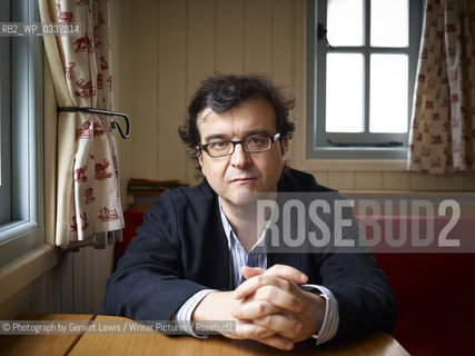 Javier Cercas, Spanish writer, in the Shepherds Hut at Hay on Wye Literary Festival.25th May 2014..©Photograph by Geraint Lewis/Writer Pictures/Rosebud2