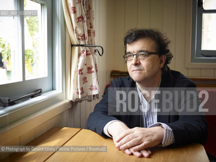 Javier Cercas, Spanish writer, in the Shepherds Hut at Hay on Wye Literary Festival.25th May 2014..©Photograph by Geraint Lewis/Writer Pictures/Rosebud2