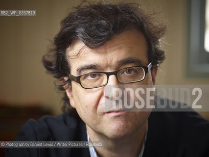 Javier Cercas, Spanish writer, in the Shepherds Hut at Hay on Wye Literary Festival.25th May 2014..©Photograph by Geraint Lewis/Writer Pictures/Rosebud2