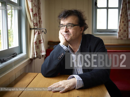 Javier Cercas, Spanish writer, in the Shepherds Hut at Hay on Wye Literary Festival.25th May 2014..©Photograph by Geraint Lewis/Writer Pictures/Rosebud2