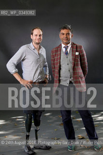 Harry Parker (left), the British writer and artist with Nadim Safdar, the British-Pakistani writer, . at the Edinburgh International Book Festival. Edinburgh, Scotland..©24th August 2016..Photograph by Gary Doak/Writer Pictures/Rosebud2