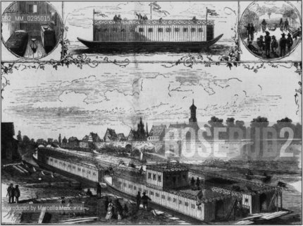 Expo History, Vienna 1873. The floating houses in Ulm for the visitors / Storia dellExpo,  Vienna 1873. Le case battello di Ulma per i visitatori  - Reproduced by Marcello Mencarini
/Rosebud2