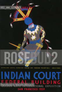 Expo History, San Francisco 1939-1940. One of the posters for the Indian Court in the Federal Palace: Apache devil dancer / Storia dellExpo, San Francisco 1939-1940. Uno dei manifesti per la corte indiana nel Palazzo federale: diavoli danzanti apache  - Reproduced by Marcello Mencarini
/Rosebud2