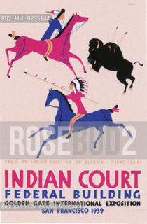 Expo History, San Francisco 1939-1940. One of the posters for the Indian Court in the Federal Palace: buffalo hunt in the great plains / Storia dellExpo, San Francisco 1939-1940. Uno dei manifesti per la corte indiana nel Palazzo federale: caccia al bisonte nelle grandi pianure  - Reproduced by Marcello Mencarini
/Rosebud2