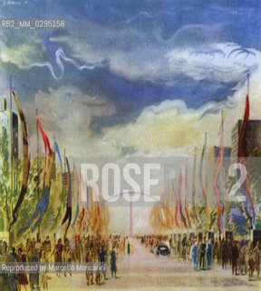 Expo History, Rome 1942. G. Quaroni, watercolor  / Storia dellExpo, Roma 1942. G. Quaroni, acquerello - Reproduced by Marcello Mencarini
/Rosebud2