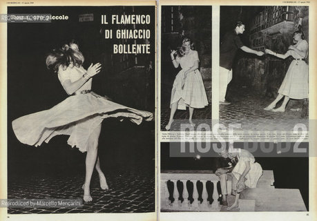 Il Flamenco di ghiaccio bollente: articolo su LEuropeo del 17 agosto 1958 con foto dellAttrice Anita Ekberg che balla di notte a piedi nudi nelle strade di Roma con il marito Anthony Steel / The Flamenco of Hot Ice: article of Italian magazine LEuropeo with photos of actress Anita Ekberg dancing barefoot in the streets of Rome at night with her husband Anthony Steel - Reproduced by Marcello Mencarini
/Rosebud2