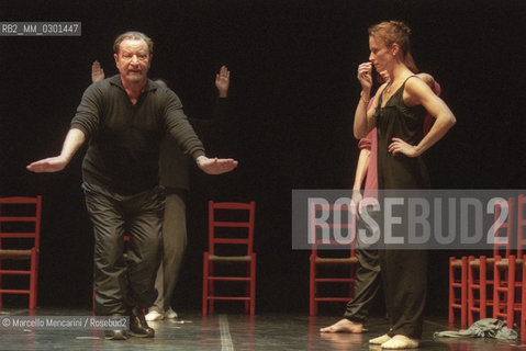 Rome, Olympic Theater, February 2000. French choreographer Maurice Béjart during the rehearsal of his Ravels Bolero with the Béjart Ballet Lausanne / Roma, Teatro Olimpico, febbtraio 2000. Il coreografo Maurice Béjart durante le prove del suo Bolero di Ravel con il Béjart Ballet Lausanne- ©Marcello Mencarini/Rosebud2