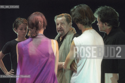 Rome, Olympic Theater, February 2000. French choreographer Maurice Béjart during the rehearsal of his Ravels Bolero with the Béjart Ballet Lausanne / Roma, Teatro Olimpico, febbtraio 2000. Il coreografo Maurice Béjart durante le prove del suo Bolero di Ravel con il Béjart Ballet Lausanne- ©Marcello Mencarini/Rosebud2