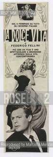 Pubblicità del film La dolce vita di Federico Fellini sulla rivista Oggi del 28 gennaio 1960 / Advertising of movie La Dolce Vita on Italian magazine Oggi, January 28, 1960 - Reproduced by Marcello Mencarini
/Rosebud2