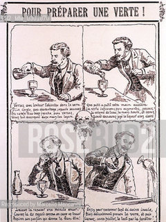 Assenzio. Illustrazione satirica attribuita a Henri Bourette / Absinthe. Humorous drawing by Henri Bourette -  Reproduced by Marcello MENCARINI
/Rosebud2