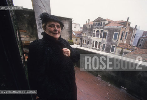 Venice, 1998. The present owner Anna Baccalin Sacco on the balcony of the last home of Giacomo Casanova in Venice on Barbaria delle Tole at number 6673. He rented it with his mate Francesca Buschini and her family and he left it forever on 13 January 1783 / Venezia, 1998. Lattuale proprietaria, la signora Anna Baccalin Sacco, sulla terrazza della casa in Barbaria delle Tole al numero 6673 che fu lultima casa di Giacomo Casanova a Venezia, affittata per viverci con la sua compagna Francesca Buschini e con la famiglia di lei. La lasciò definitivamente il 13 gennaio 1783 - ©Marcello Mencarini/Rosebud2