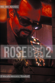 Rome, Tor Vergata, Concert of 1st May 2000. Dave Stuart and Annie Lennox  from the group Eurythmics, Annie Lennox performing / Roma, Tor Vergata, Roma, Concerto del primo maggio 2000. Dave Stuart e Annie Lennox degli Eurythmics sul palco - ©Marcello Mencarini/Rosebud2