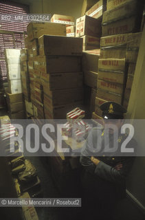 Operation of Italian Revenue Guard Corps against cigarette smuggling. Seized cigarettes / Operazione della guardia di Finanza contro il contrabbando di sigarette. Merce sequestrata  - ©Marcello Mencarini/Rosebud2