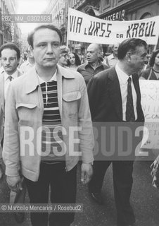 Rome, 1980. Demonstration against Soviet regime, organized by the Italian Liberal Party (PLI). Russian dissident Vladimir Bukowsky / Roma, 1980. Manifestazione contro il regime sovietico organizzata dal Partito Liberale Italiano (PLI). Il dissidente russo Vladimir Bukowskij - ©Marcello Mencarini/Rosebud2