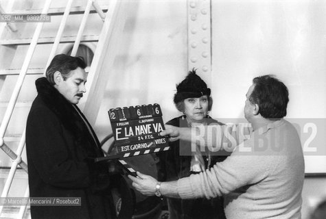 Actors on the set of the movie E la nave va (And the Ship Sails On) by Federico Fellini, Cinecittà Studios, Rome 1983 / Attori sul set del film E la nave va di Federico Fellini, Studi cinematografici di Cinecittà, Roma 1983 - ©Marcello Mencarini/Rosebud2