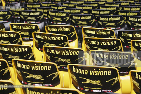 Locarno International Film Festival 2006. seating in the open-air screening space on Piazza Grande / Festival del Cinema di Locarno 2006. Posti a sedere del cinema allaperto in Piazza grande - ©Marcello Mencarini/Rosebud2