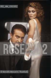 Rome, 1986. Italian theater actors Alberto Lionello and Erika Blanc on stage in The Rules of the Game by Luigi Pirandello /  Roma, 1986. Gli attori Alberto Lionello ed Erika Blanc in Il giuoco delle parti di Luigi Pirandello - ©Marcello Mencarini/Rosebud2