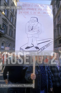 Roma 17 novembre 1990. Manifestazione contro lorganizzazione Gladio. Cartello contro Giulio Andreotti / Rome, November 17, 1990. Protest against Operation Gladio. Sign against Giulio Andreotti - ©Marcello Mencarini/Rosebud2
