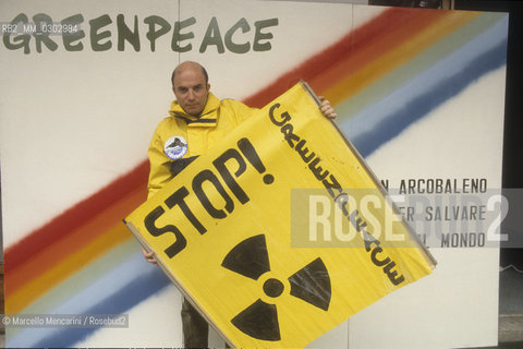 President of Greenpeace Italy Maurilio Cipparone, about 1985 / Il presidente di Greenpeace Italia Maurilio Cipparone, 1985 circa - ©Marcello Mencarini/Rosebud2