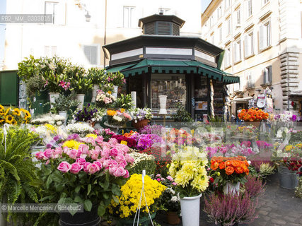 Stalls of flowers of the outdoor market in Campo de Fiori in Rome / Bancarelle dei fiori del mercato in Campo de fiori a Roma - ©Marcello Mencarini/Rosebud2