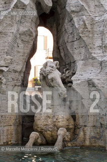 Rome, Piazza Navona. Detail of the Fontana dei Quattro fiumi (Fountain of the Four Rivers) / Roma, piazza Navona. Dettaglio della Fontana dei quattro fiumi - ©Marcello Mencarini/Rosebud2