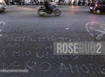 Rome, October 2012. A declaration of love written on a street: Youre my daydream, my one great love / Roma, ottobre 2012. Dichiarazione damore scritta su una strada: sei il mio sogno ad occhi aperti, il mio unico grande amore - ©Marcello Mencarini/Rosebud2