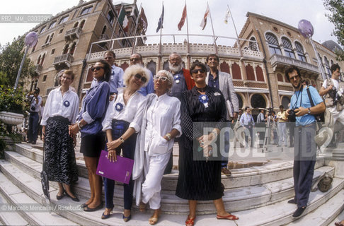 Venice Lido, Venice Film Festival 1988. The Jury (Sergio Leone, Maria Julia Bertotto, Klaus Eder , Hannah Fischer, Gilbert de Goldschmidt, Adoor Gopalakrishnan, Lena Olin, Natalija Riazanceva , Harry Dean Stanton, Lina Wertmüller) / Lido di Venezia, Mostra del Cinema di Venezia 1988. La giuria (Sergio Leone, Maria Julia Bertotto, Klaus Eder , Hannah Fischer, Gilbert de Goldschmidt, Adoor Gopalakrishnan, Lena Olin, Natalija Riazanceva , Harry Dean Stanton, Lina Wertmüller) - ©Marcello Mencarini/Rosebud2