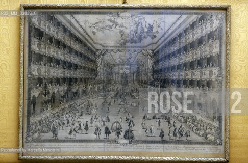 La Scala Theater Museum in Milan. Interior of the Ducal Theater adapted as a hall for celebration of the birth of Peter Leopold archduke of Austria (copper engraving by Marcantonio Dal Re, 18th century) / Museo del Teatro alla Scala di Milano. Interno del Teatro ducale ridotto a salone per i festeggiamenti della nascita dellarciduca Pietro Leopoldo dAustria (incisione in rame di Marcantonio Dal Re, XVIII sec.) - Reproduced by Marcello Mencarini
/Rosebud2