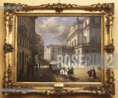 La Scala Theater Museum in Milan. La Scala Theater in a painting by Angelo Inganni (1852) / Museo del Teatro alla Scala di Milano. Il Teatro alla Scala in un dipinto di Angelo Inganni (1852) - ©Marcello Mencarini/Rosebud2