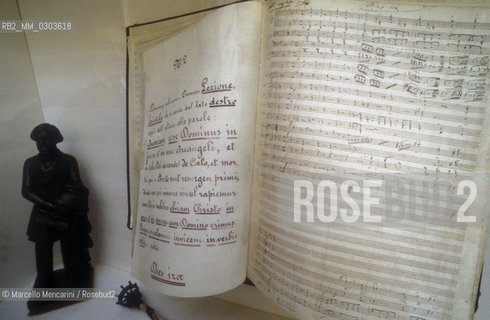 La Scala Theater Museum in Milan. Autographic score of Verdis Requiem in memory of Alessandro Manzoni / Museo del Teatro alla Scala di Milano. Spartito autografo della Messa da Requiem di Verdi in memoria di Alessandro Manzoni - ©Marcello Mencarini/Rosebud2