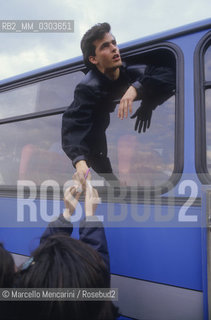 Italian National Singers Football Team, 1987. Italian pop singer Ricky Palazzolo / Nazionale italiana cantanti 1987. Il cantante Ricky Palazzolo - ©Marcello Mencarini/Rosebud2