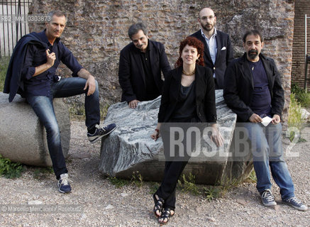 Festival of Literatures, Rome, June 14, 2012. Finalists of the Strega Literary Prize. From the left, writers Gianrico Carofiglio, Marcello Fois, Lorenza Ghinelli, Alessandro Piperno, Marcello Fois / Festival Letterature, Roma, 14 giugno 2012. I finalisti del Premio Strega. Da sinistra, gli scrittori Gianrico Carofiglio, Marcello Fois, Lorenza Ghinelli, Alessandro Piperno, Marcello Fois - ©Marcello Mencarini/Rosebud2