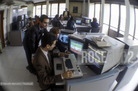 Rome, 1983. RAI Italian television headquarters in Via Teulada. Deputy director of Teletext Giancarlo Leone in the editorial office / Roma, 1983. RAI televisione italiana, sede di via Teulada.  il vicedirettore di Televideo Giancarlo Leone in redazione - ©Marcello Mencarini/Rosebud2